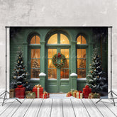 Lofaris Retro Grün Haus Weihnachten Baum Geschenke Weihnachten Hintergrund